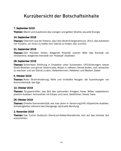 Botschaften 2019 (II) Kurzübersicht 1